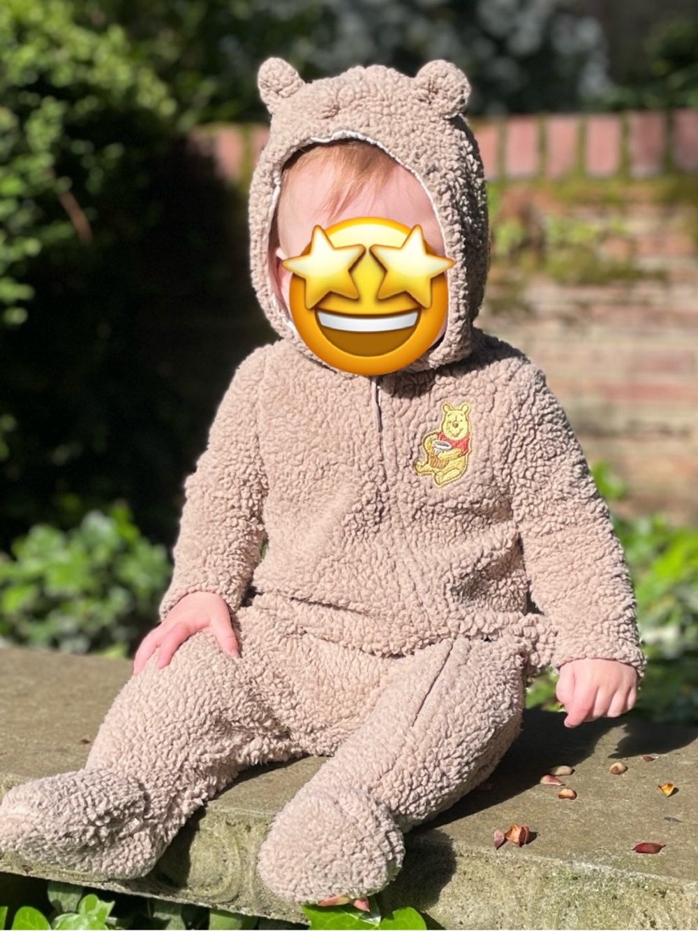 Winnie the Pooh Bear Disney zip-up onesie - with ears hood!